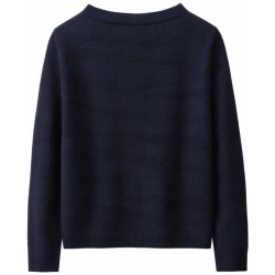 Pull Col Rond Maille Structurée Bleu Marine | 100% Coton 2