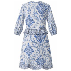 Robe Damassée Bleue K Design | Boutons & Ceinture 2
