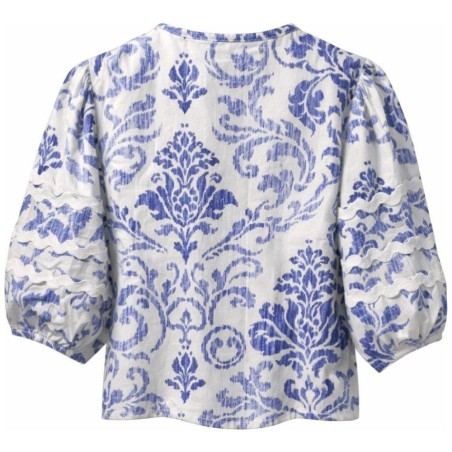 Blouse Ikat Motifs Baroques Bleu Denim — K DESIGN