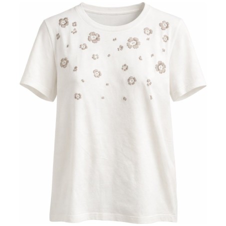 T-Shirt Broderie Florale Coton Bio – La Cible Rouge