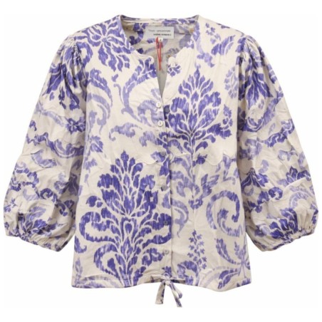 Blouse Ikat Motifs Baroques Bleu Denim — K DESIGN