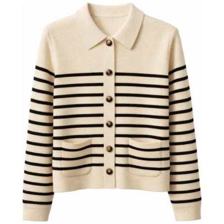 Cardigan Rayé Écru Grace & Mila | Style Marinière