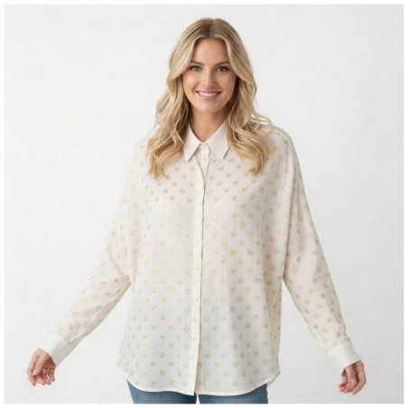 Blouse Pois Dorés en Coton Blanc — TOM TAILOR