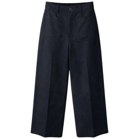 Pantalon Wide-Leg Coton Bleu Marine — R2 Amsterdam