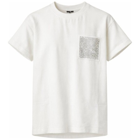 T-shirt Poche Strass Ecru Femme – K DESIGN