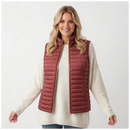 Gilet Matelassé Rose Femme Col Montant — Mise au Green