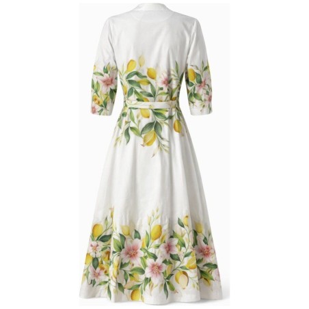 Robe Maxi Imprimé Citronnier | Élégance Estivale