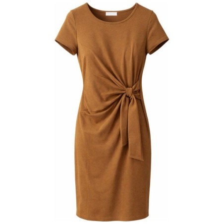 Robe Midi Camel Nœud Drapé — Mise au Green