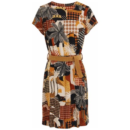 Robe Inma Tinta Chocolat - Midi Fluide Viscose Lin